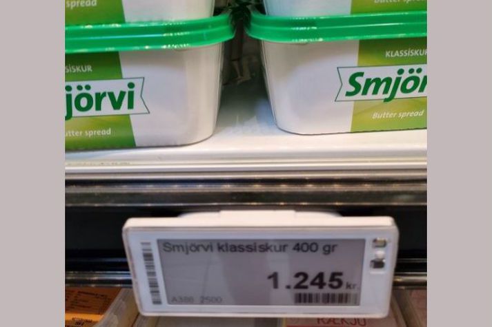 Dollan af smjörva kostaði 1.245 krónur.
