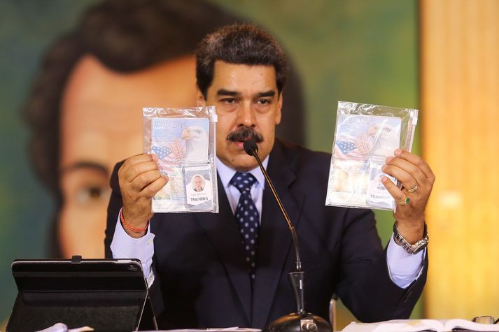 Nicolas Maduro, forseti Venesúela, á blaðamannafundi í gær.