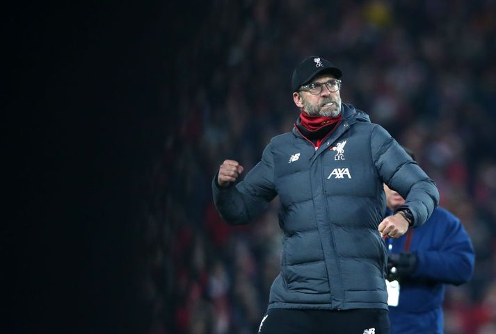 Klopp glaður í bragði í gær.