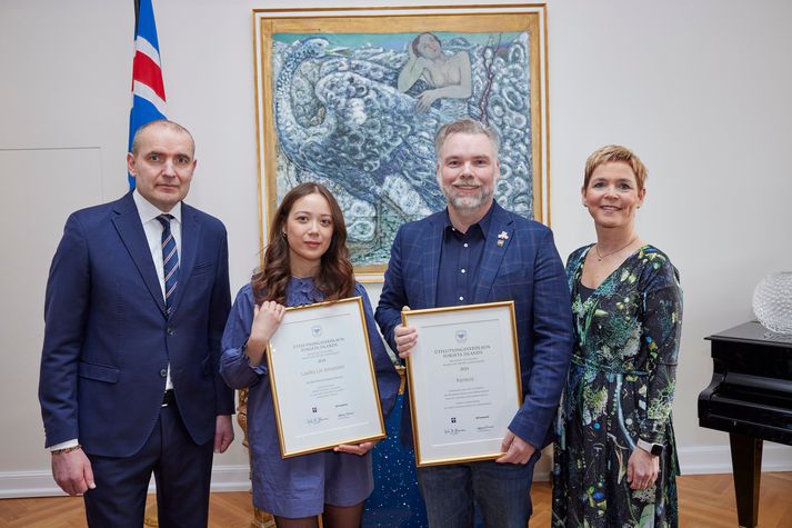 Guðni Th. Jóhannesson forseti, Laufey Lín Jónsdóttir, Guðmundur Fertram Sigurjónsson og Hildur Árnadóttir, stjórnarformaður Íslandsstofu.