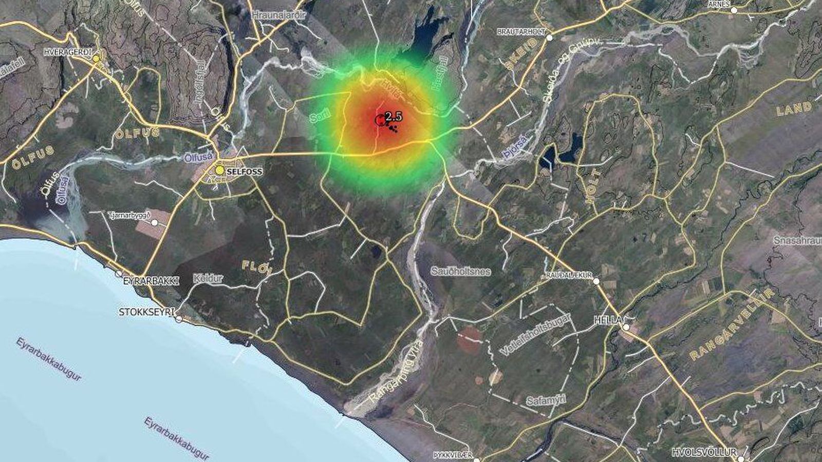 Fimm­tíu skjálftar suð­vestan við Hest­fjall