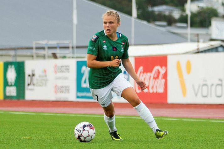 Agla María Albertsdóttir er búin að skora sjö mörk í fyrstu átta leikjum tímabilsins.