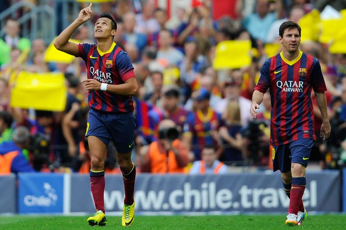 Alexis Sanchez og Lionel Messi í leik Barcelona og Atletico Madrid á dögunum.
