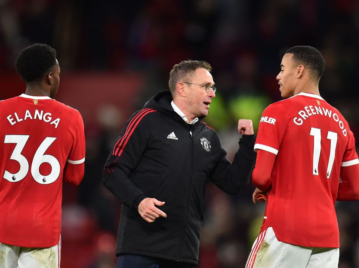 Ralf Rangnick ræðir við Mason Greenwood.