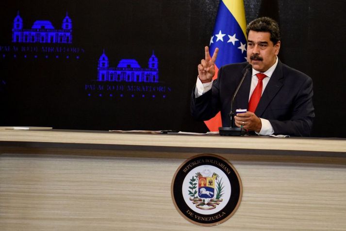 Nicolas Maduro hefur gegnt embætti forseta Venesúela frá árinu 2013. Deilt er um niðurstöðu og framkvæmd forsetakosninganna 2019.