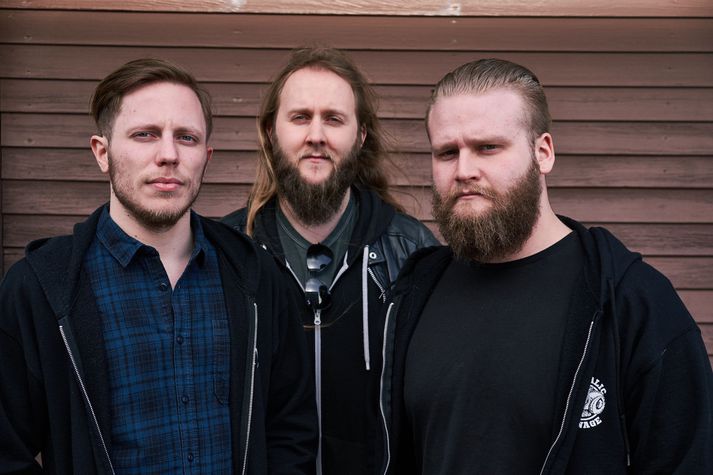 Hjalti Sveinsson, Andri Björn Birgisson og Aðalsteinn Magnússon, liðsmenn hljómsveitarinnar Auðnar, sem kemur fram á Wacken Open Air hátíðinni í sumar. 