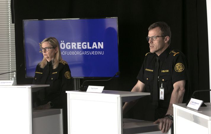 Halla Bergþóra Björnsdóttir, lögreglustjóri, og Margeir Sveinsson, yfirlögregluþjónn, á fundinum.