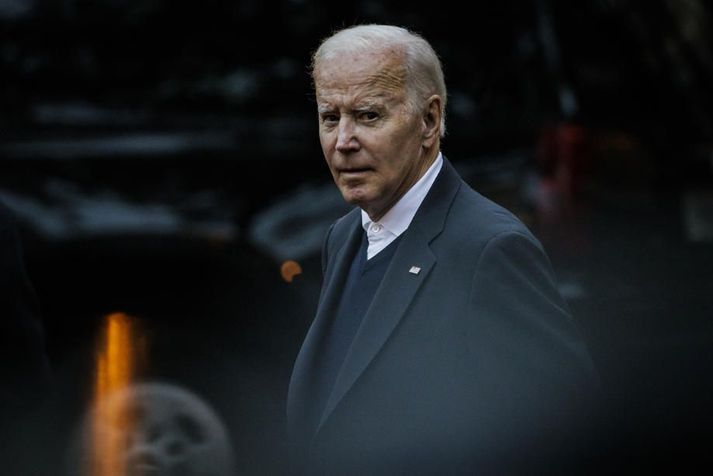 Biden var ómyrkur í máli á fjáröflunarviðburði í New York í gær.