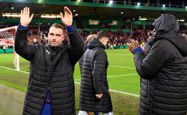 David Raum, leikmaður RB Leipzig, var niðurlútur þrátt fyrir sigurinn þegar hann þakkaði áhorfendum fyrir stuðninginn.