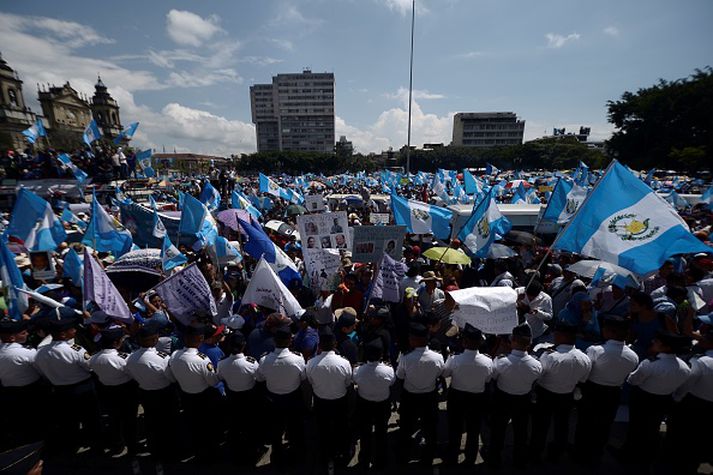 Frá mótmælum í Guatemala árið 2017. Kallað var eftir afsögn sitjandi forseta, Jimmy Morales.