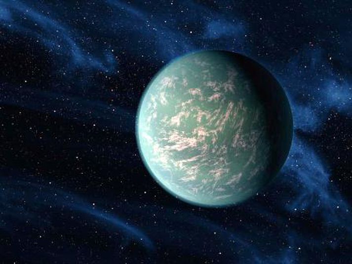 Tölvuteikning af plánetunni Kepler-22bþ