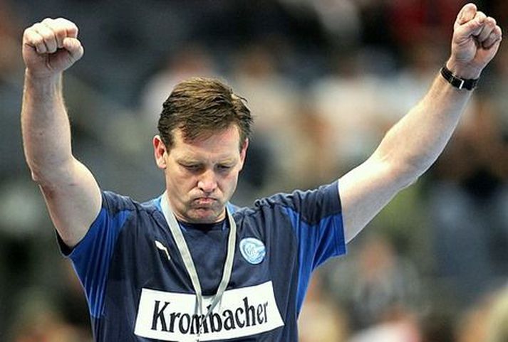 Alfreð Gíslason fagnaði sigri í kvöld.