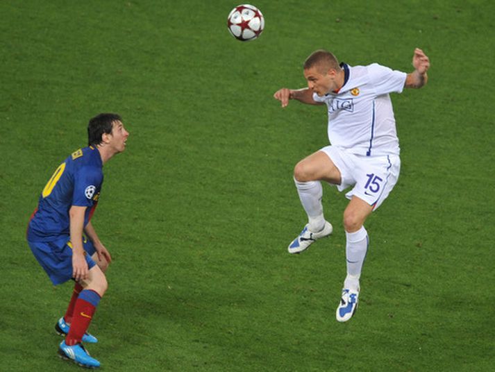 Nemanja Vidic í úrslitaleiknum á móti Barcelona í Meistaradeildinni.