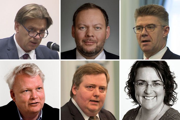 Þau sem sátu að sumbli á Klaustri 20. nóvember. Karl Gauti Hjaltason, Bergþór Ólason, Gunnar Bragi Sveinsson, Ólafur Ísleifsson, Sigmundur Davíð Gunnlaugsson og Anna Kolbrún Árnadóttir. Sú samdrykkja átti eftir að draga dilk á eftir sér.