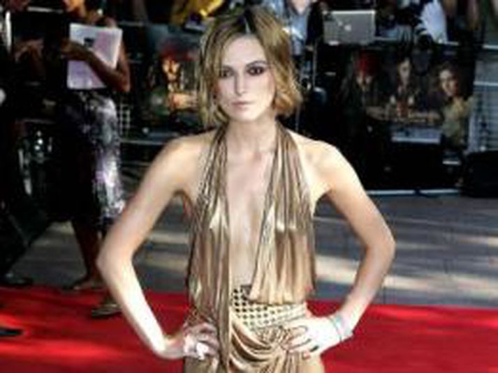 Keira Knightley mætir á frumsýningu kvikmyndarinnar Pirates of the Caribbean í London síðastliðið sumar.