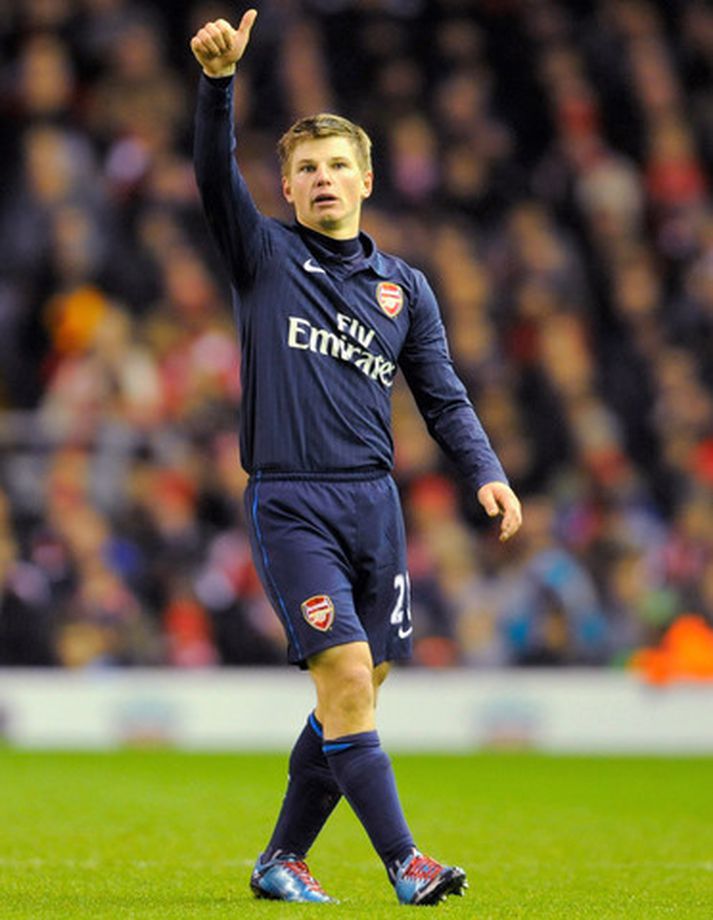 Andrey Arshavin fagnar marki sínu um helgina.