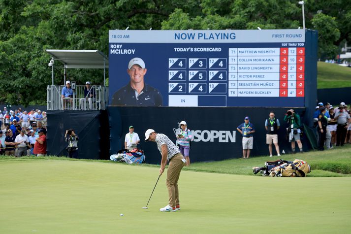 Rory McIlroy fór vel af stað á Opna bandaríska meistaramótinu í golfi.