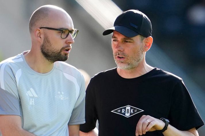 Freyr Alexandersson hefur verið að gera frábæra hluti í upphafi þjálfaratíðar sinnar með Rosenborg. Hér er hann með aðstoðarþjálfara sínum Jonathan Hartmann.