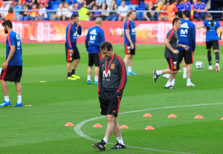 Julen Lopetegui á æfingu með spænska landsliðinu.