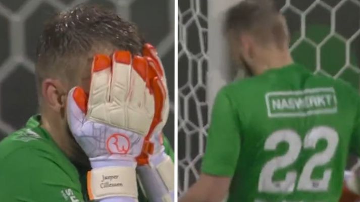 Cillessen var skiljanlega ekki ánægður með sjálfan sig eftir þessi skelfilegu og afrifaríku mistök