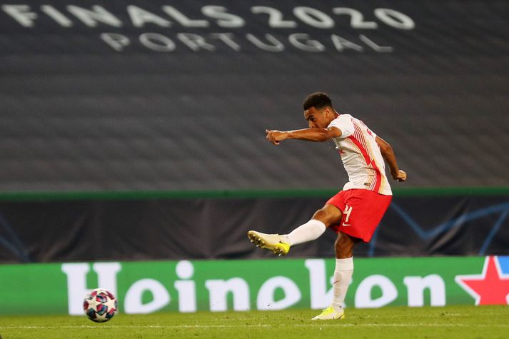 Tyler Adams skorar sigurmark RB Leipzig gegn Atlético Madrid.