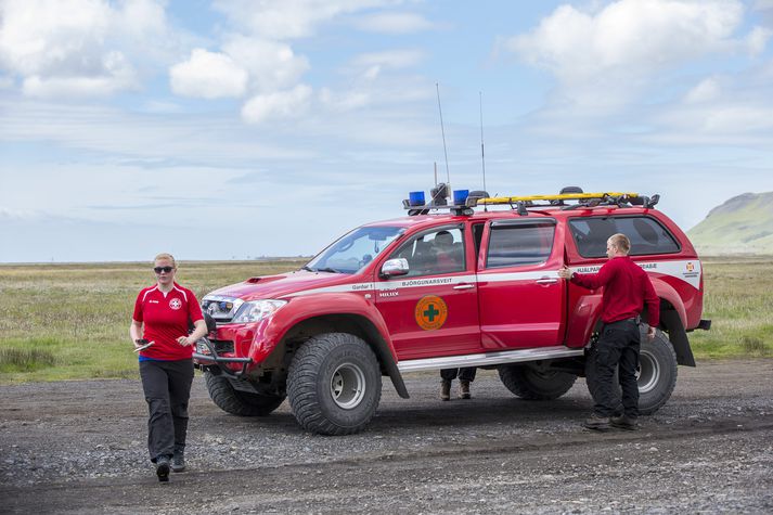 Björgunarsveitir að störfum.