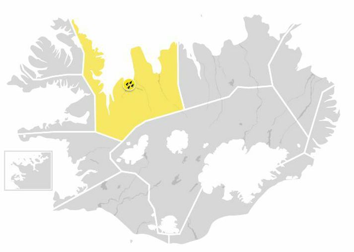 Gul viðvörun tekur gildi á miðnætti.
