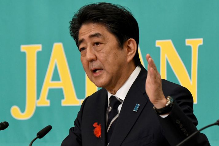 Shinzo Abe tók við embætti forsætisráðherra Japans árið 2012.