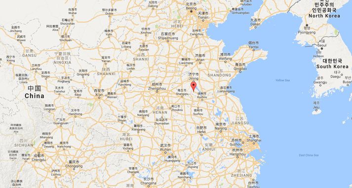 Sprengingin varð í Fengxian austurhluta Kína í dag.