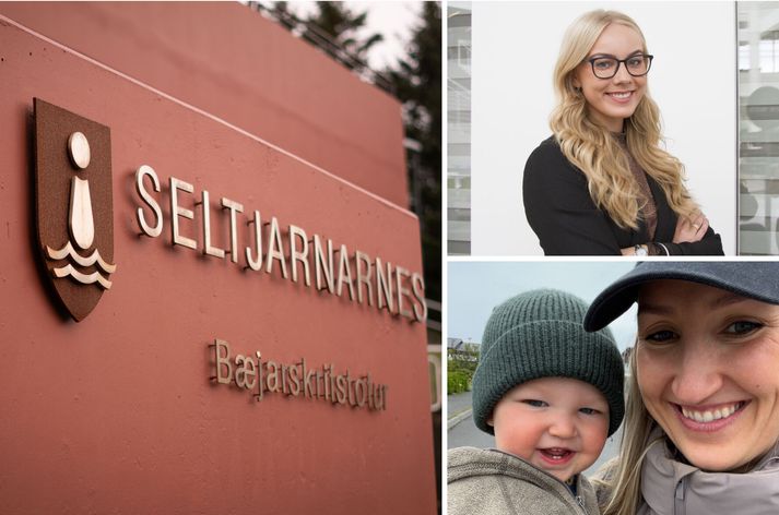 Að ofan er Erna Sigurðardóttir og að neðan mæðginin Erna Katrín Árnadóttir og litli Pétur Benedikt sem er orðinn reyndur í heimilisstörfunum vegna plássleysis í leikskóla bæjarins.