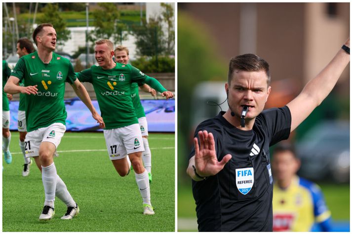Viktor Örn fagnaði en Jóhann Ingi flautaði.