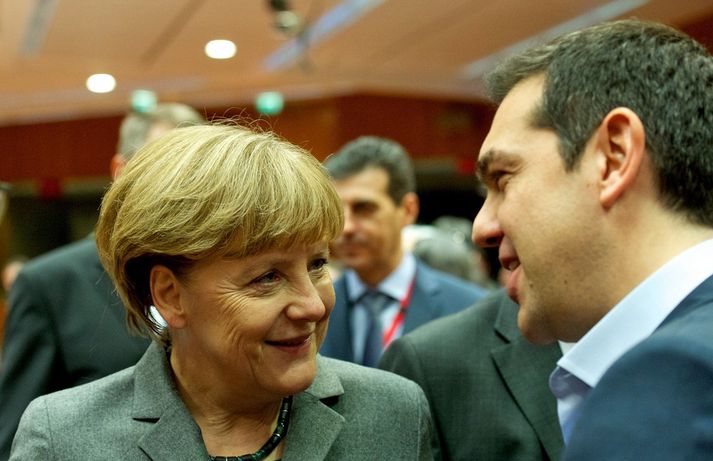 Angela Merkel, kanslari Þýskalands, og Alexis Tsipras, forsætisráðherra Grikklands.