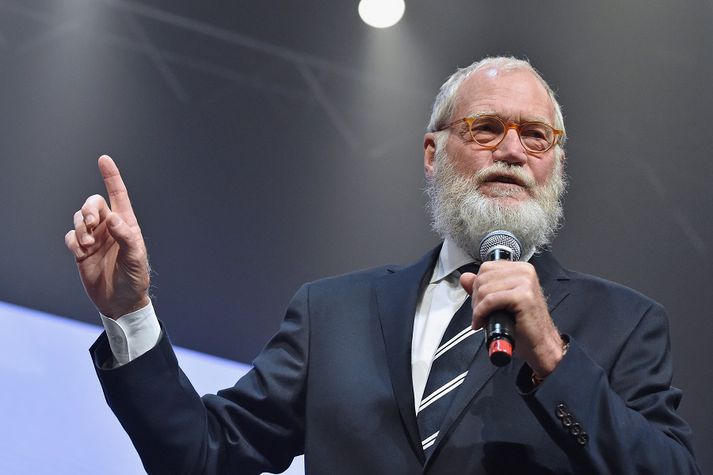 Svona leit David Letterman út áður en hann rakaði af sér hárið.