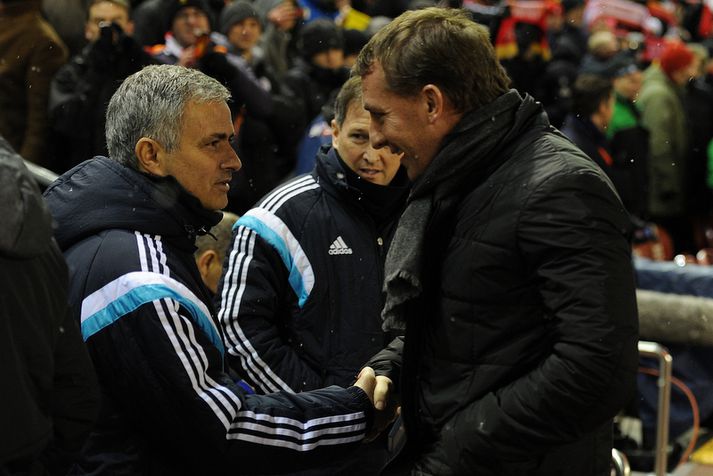 Brendan Rodgers og Jose Mourinho.