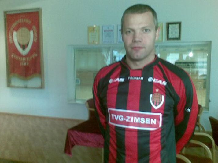 Helgi Sigurðsson í Víkingsbúningnum í dag.