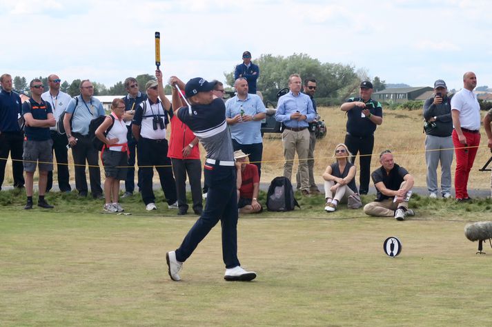 Haraldur Franklín Magnús braut blað í íslenskri golfsögu þegar að hann hóf leik á Opna breska meistaramótinu.