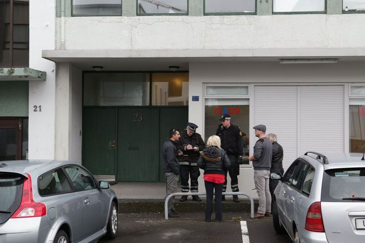Frá aðgerðum lögreglunnar í morgun.