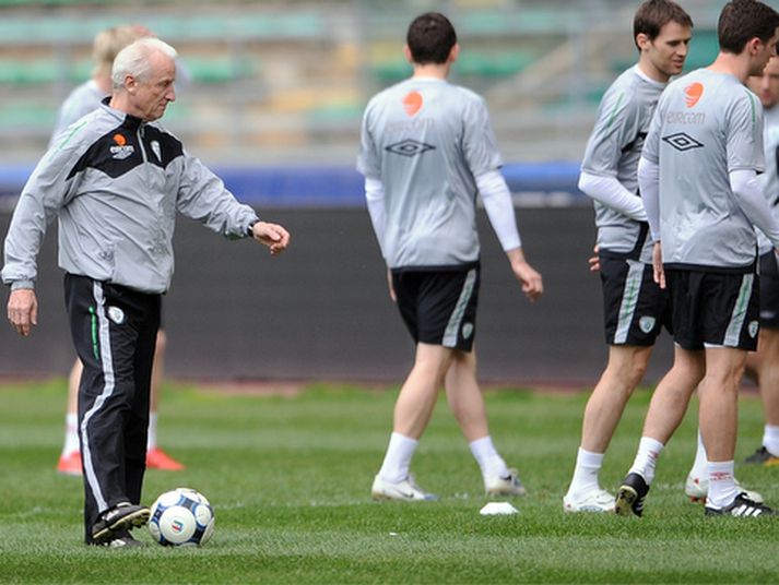 Giovanni Trapattoni á æfingu með írska landsliðinu.