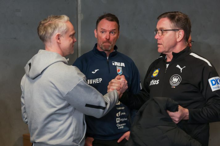 Íslensku landsliðsþjálfararnir í undanúrslitum EM í ár eða þeir Snorri Steinn Guðjónsson, Dagur Sigurðsson og Alfreð Gíslason.