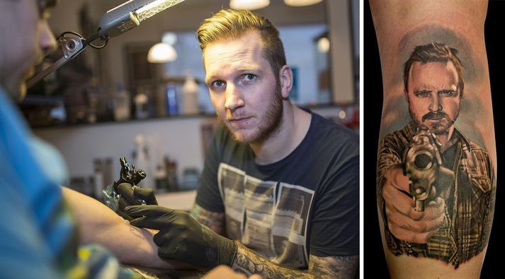 Gunnar Valdimarsson, húðflúrari, langar að gera flúr með Jesse Pinkman úr Breaking Bad þáttunum vinsælu.