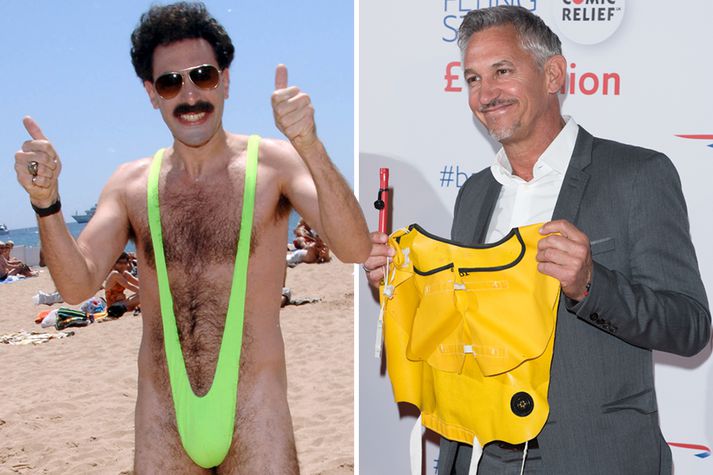 Gary Lineker og Borat í skýlunni.