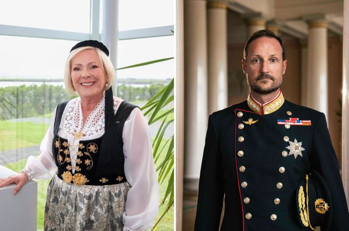 Halla Tómasdóttir forseti Íslands og Hákon VIII sem tekinn er við sem konungur Noregs.