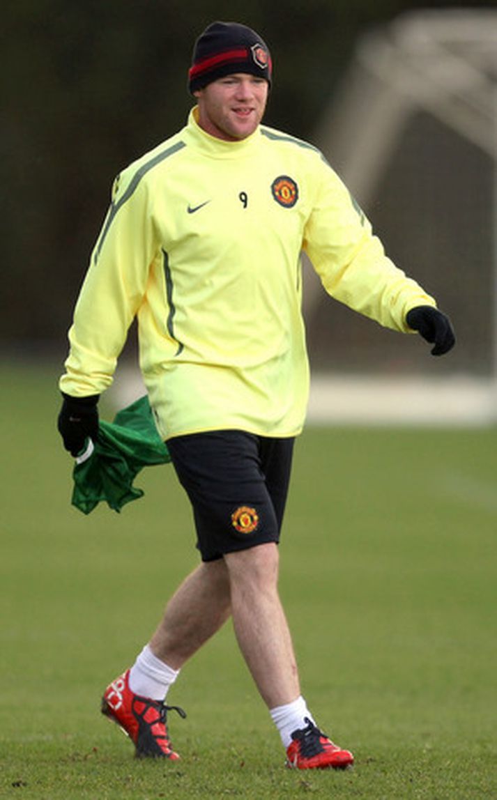 Wayne Rooney á æfingu með United í vikunni.