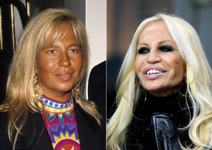 Donatella Versace hefur breyst töluvert í gegnum tíðina.