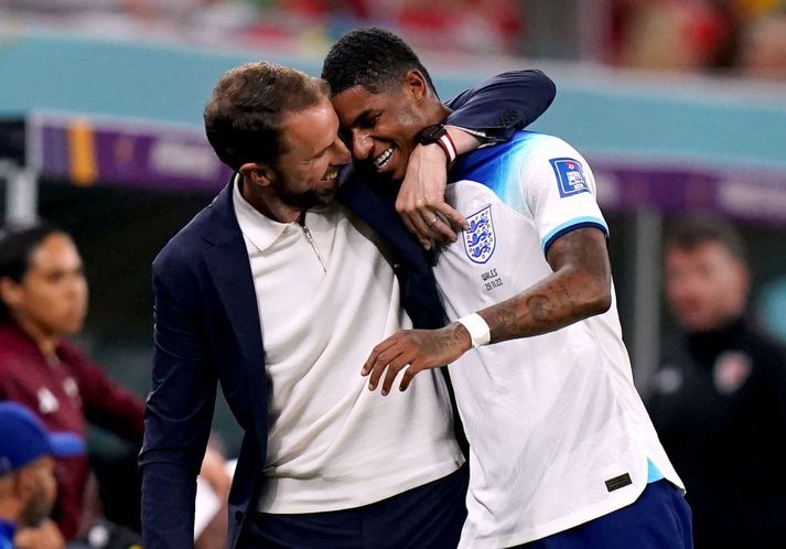 Gareth Southgate hefur stýrt United-manninum Marcus Rashford í enska landsliðinu.