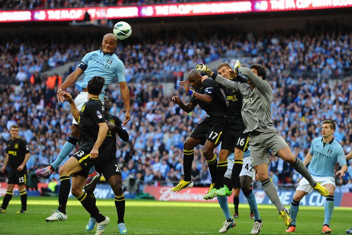 Úr úrslitaleik enska bikarsins á síðasta ári. Manchester City og Wigan mætast í 8-liða úrslitum í ár.