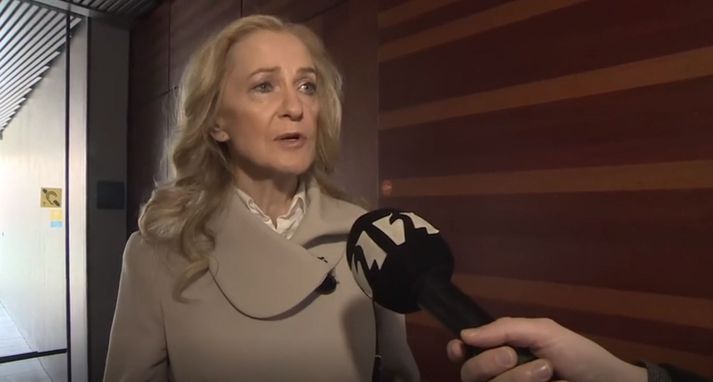 Kolbrún Baldursdóttir, oddviti Flokks fólksins, í samtali við fréttastofu í Ráðhúsi Reykjavík.