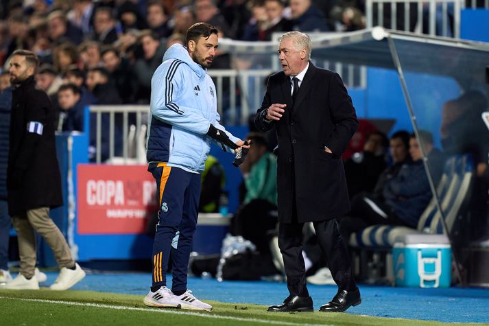 Feðgarnir Davide og Carlo Ancelotti.