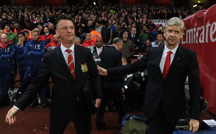 Stjórar liðanna, Van Gaal og Wenger.