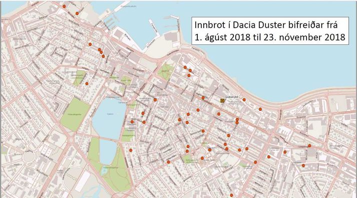 Maðurinn sem er í haldi lögreglu er grunaður um innbrot í fjölmarga Dacia Duster bíla í póstnúmerinu 101.